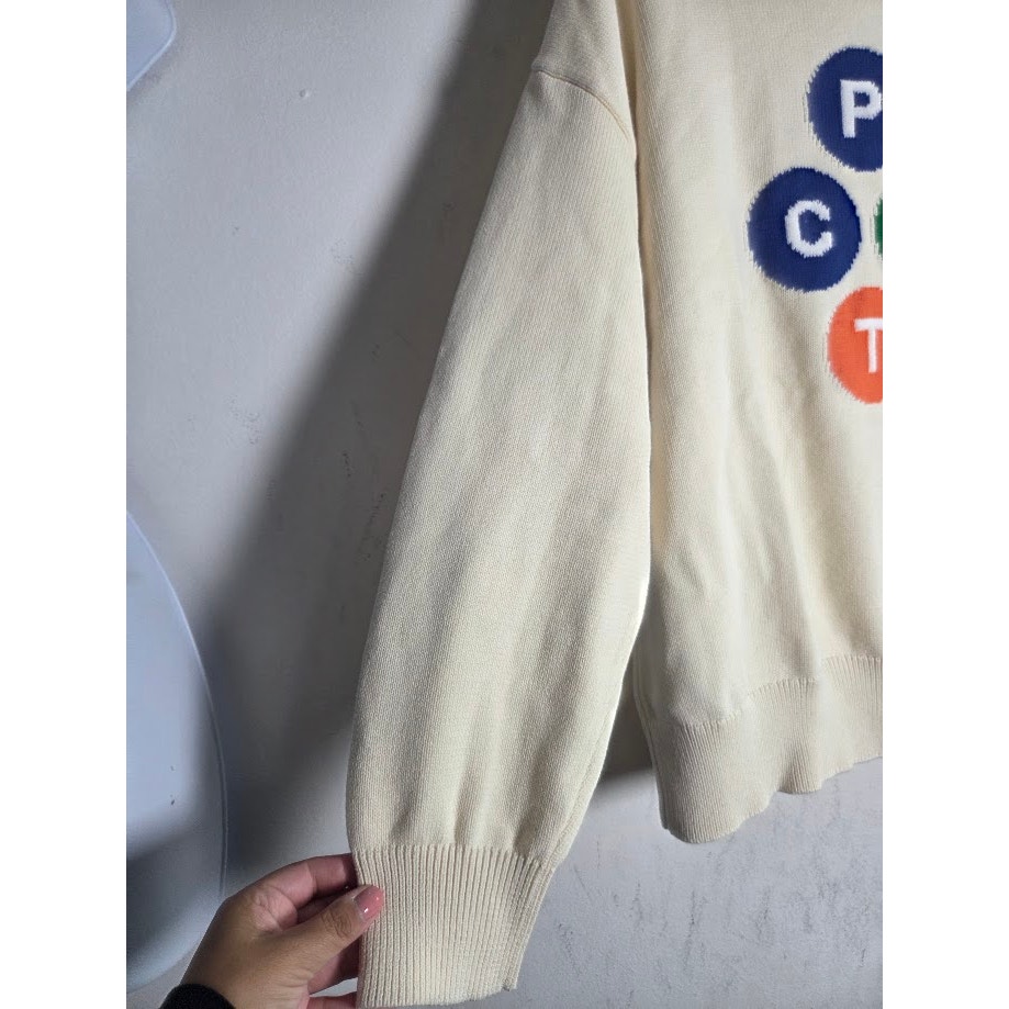 Picante Ivory "Subway" Billard Ball Mulitcolor 100% Cotton Knit Sweater Medium — image 3 of 7